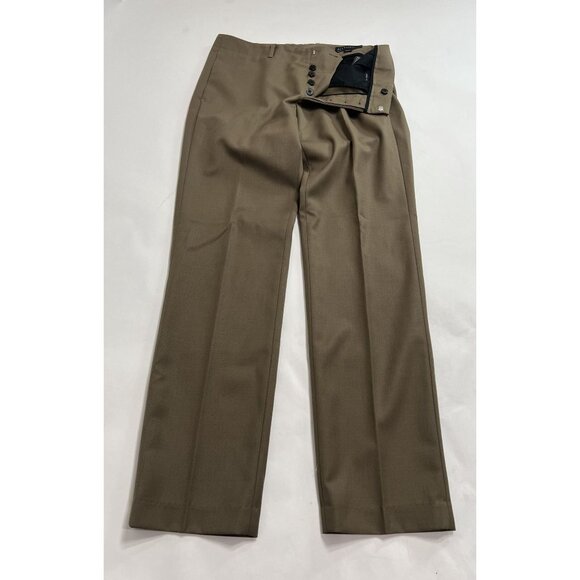 AllSaints Talia Wool Blend Trousers in Khaki Green - Picture 3 of 5